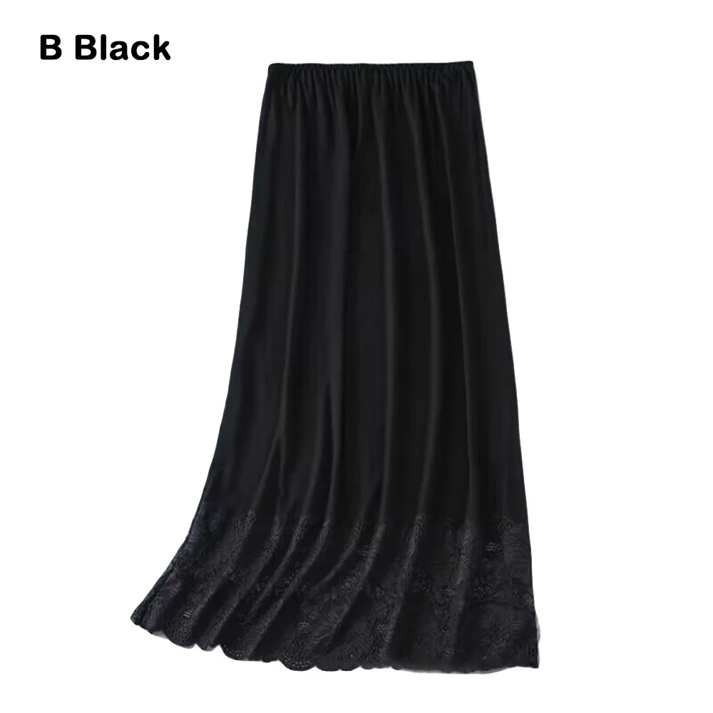 

Женская полупрозрачная юбка-полусолнце из тонкого модального шелка с кружевом, защитная сетка от просвечивания, базовая модель с цветочным узором