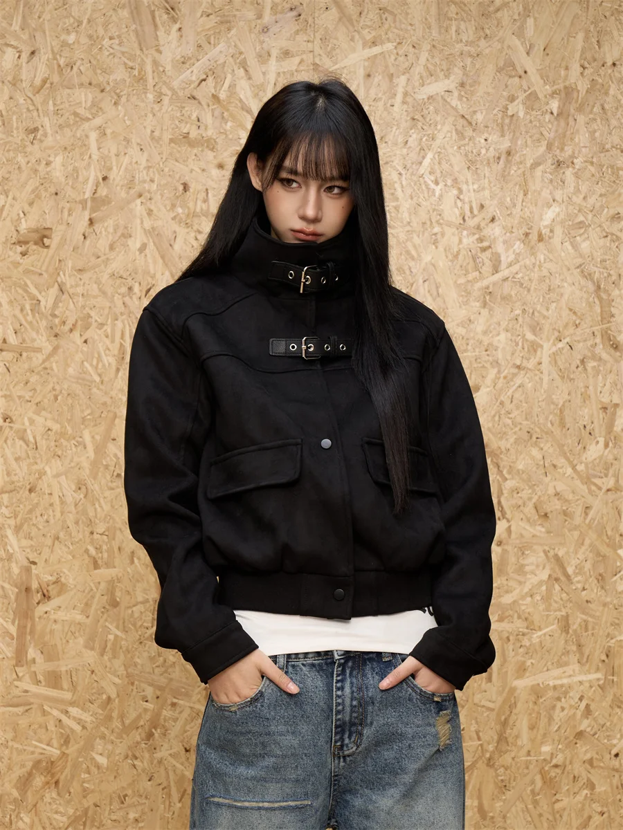 

Onlpp American Retro Functional Sle ort Jaet Women's Belt Decorated Coat with Large ket Design Trendy Brand Jaet