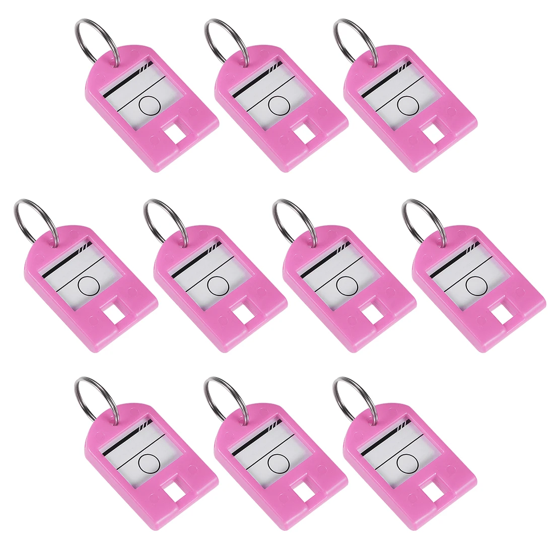 10Pcs พลาสติกที่มีแยกแหวนพวงกุญแจ ID กระเป๋าเดินทางป้ายหน้าต่างสีฟ้า/สีส้ม/สีเหลือง/สีแดง/สีน้ำเงิน/สีเขียว
