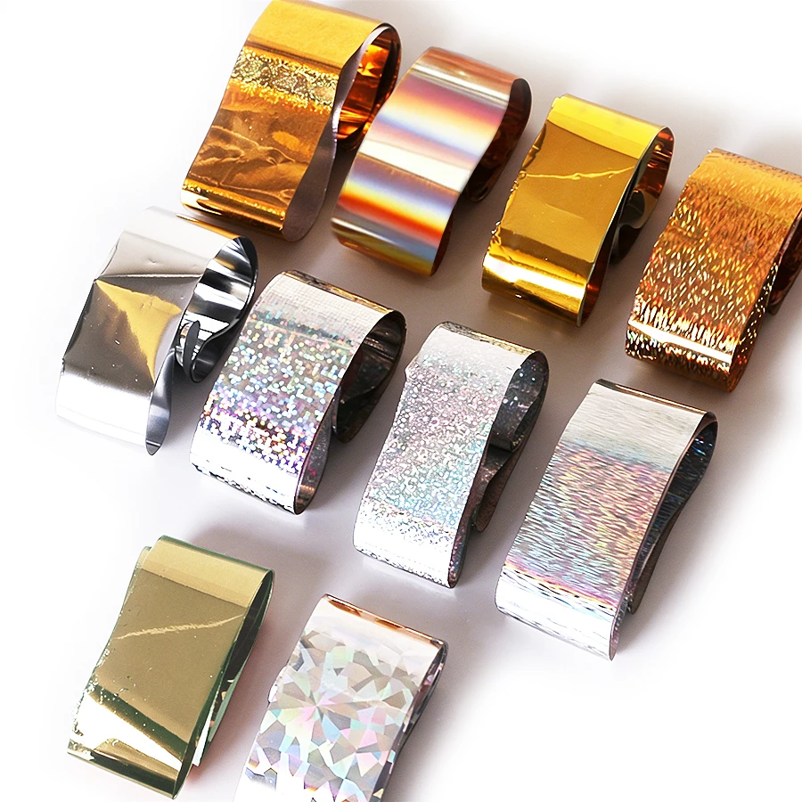 Holografisches Nagelfolien-Set, Gold-Silber-Transferaufkleber, Laser-DIY-Maniküre, Sternenhimmel-Aufkleber, 1 Box, 2,5*60cm – Detail 3