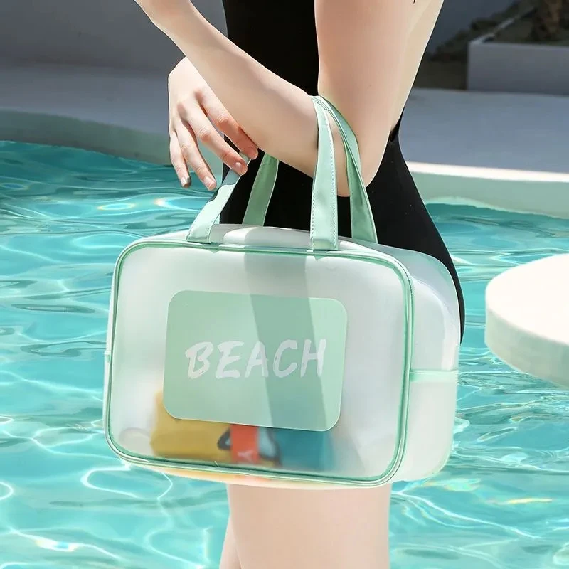 Portable Waterproof Swimming Storage Bag Transparent Handbags Wash Bags Travel Sack Dry Wet Mesh Pool Beach Shoes Pocket XA511A