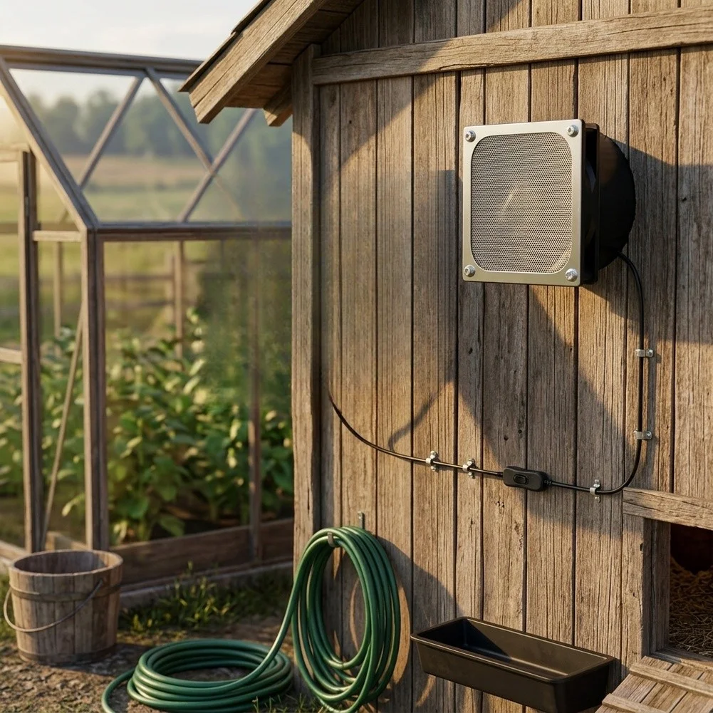 15W Powered for fan for Greenhouse Energy Efficient Ventilation Chicken Air Movement and Pet Enclosure Air Exchange