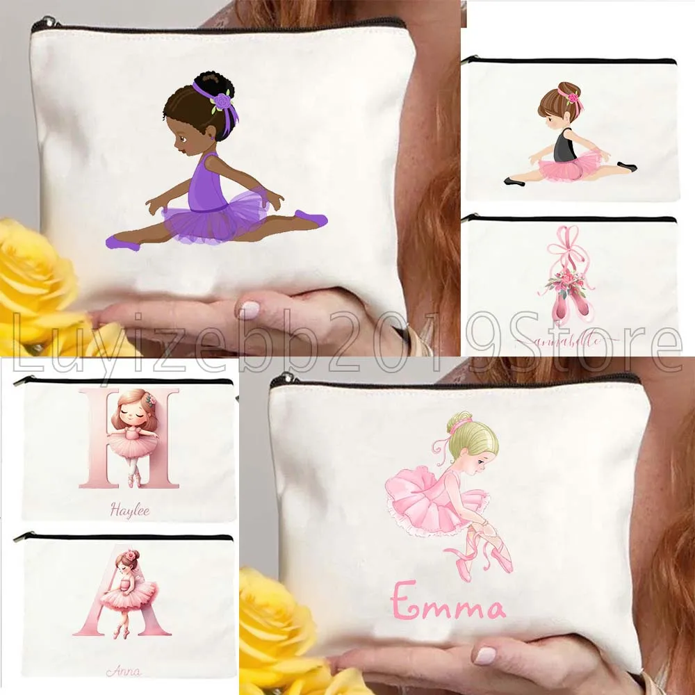 Bonito bailarina personalizado dança ballet dançarino ginástica presente saco cosmético caso de maquiagem viagem produtos de higiene pessoal organizad