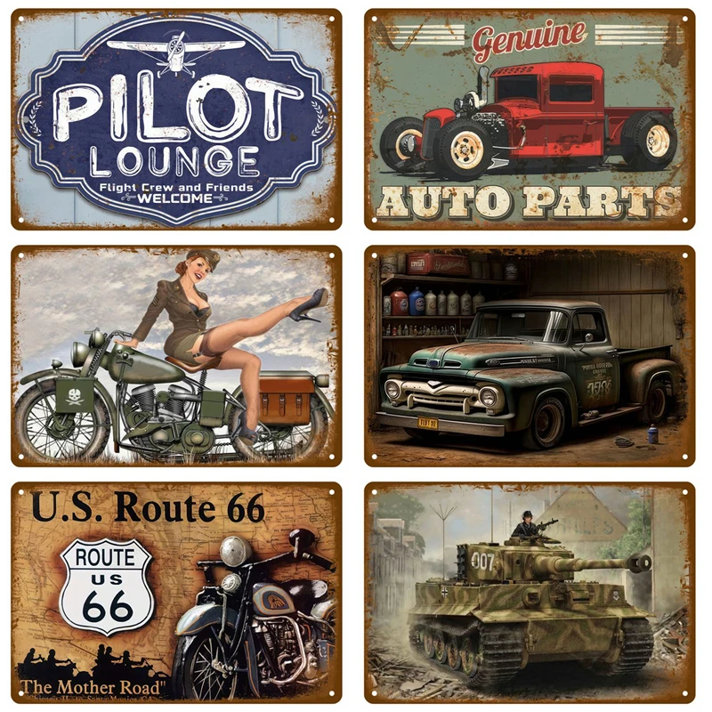 

Retro Tin Sign Garage For Wall Decorations Vintage Metal Sign Old Car Shop Posters Oil And Gas Station Sign Man Cave Home Decor