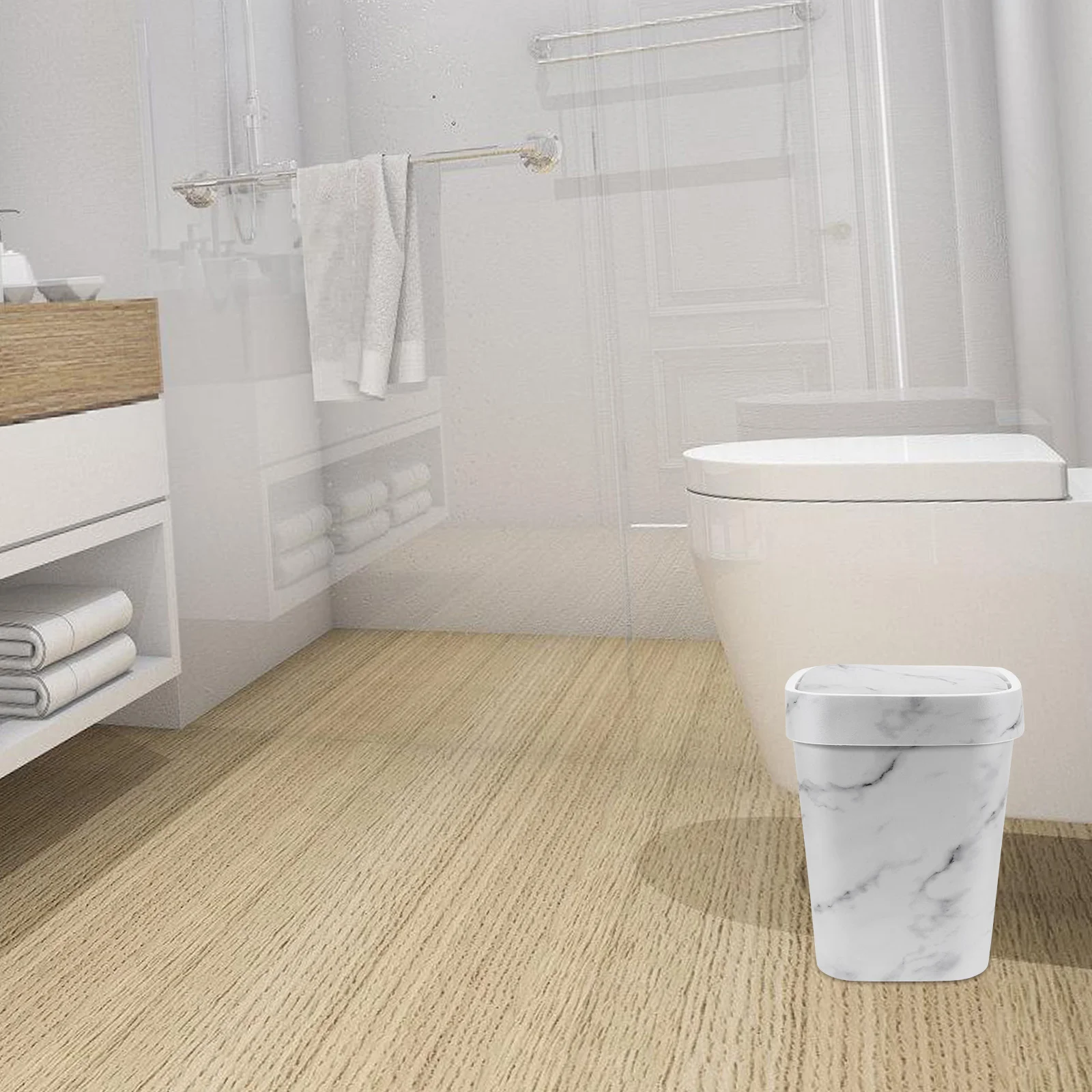 

Marbled Trash Can Bedroom Garbage Bathroom Waste Baskets Dorm Good Looking Trashcan