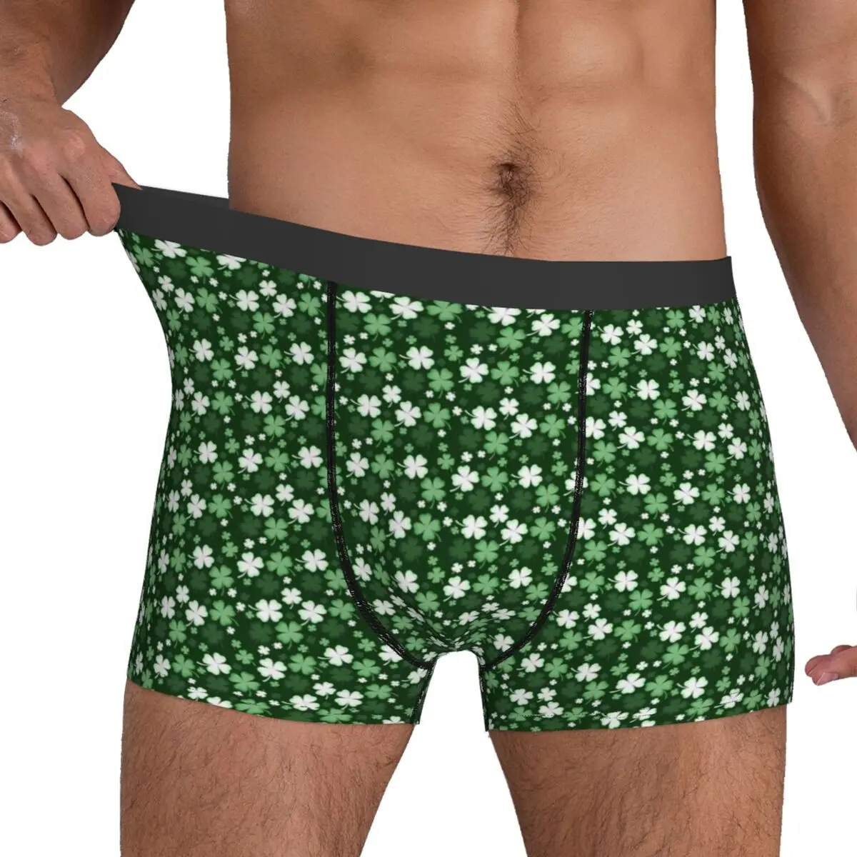 Verde trevo roupa interior dia de são patrício calcinha respirável impresso shorts briefs bolsa masculino tamanho grande boxer shorts