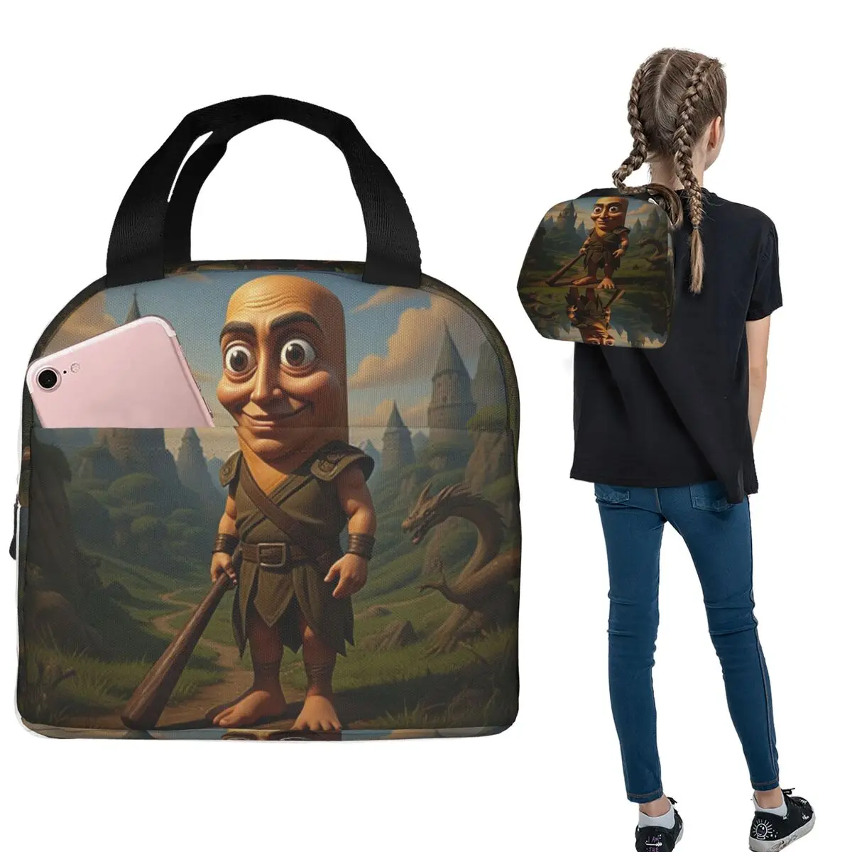 

Tung Tung Tung Sahur Italian Brainrot Insulated Lunch Bag for Women Kids Portable Food Boxes Thermal Lunch Box Tote