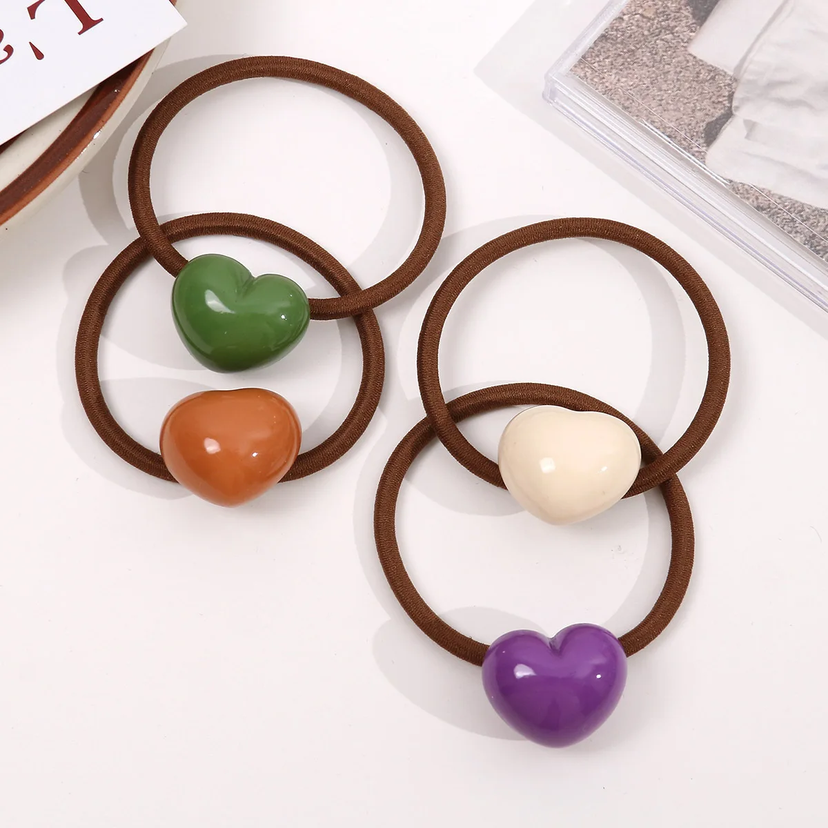 5pcs korean style chill peach hair ties for women cute hair accessories for girls female barrettes