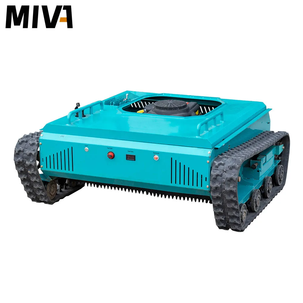 Rough Terrains Crawler Lawn Mower 1000mm Gasoline Remote Control Lawn Mower With Large Fuel Tank grass cutting customized