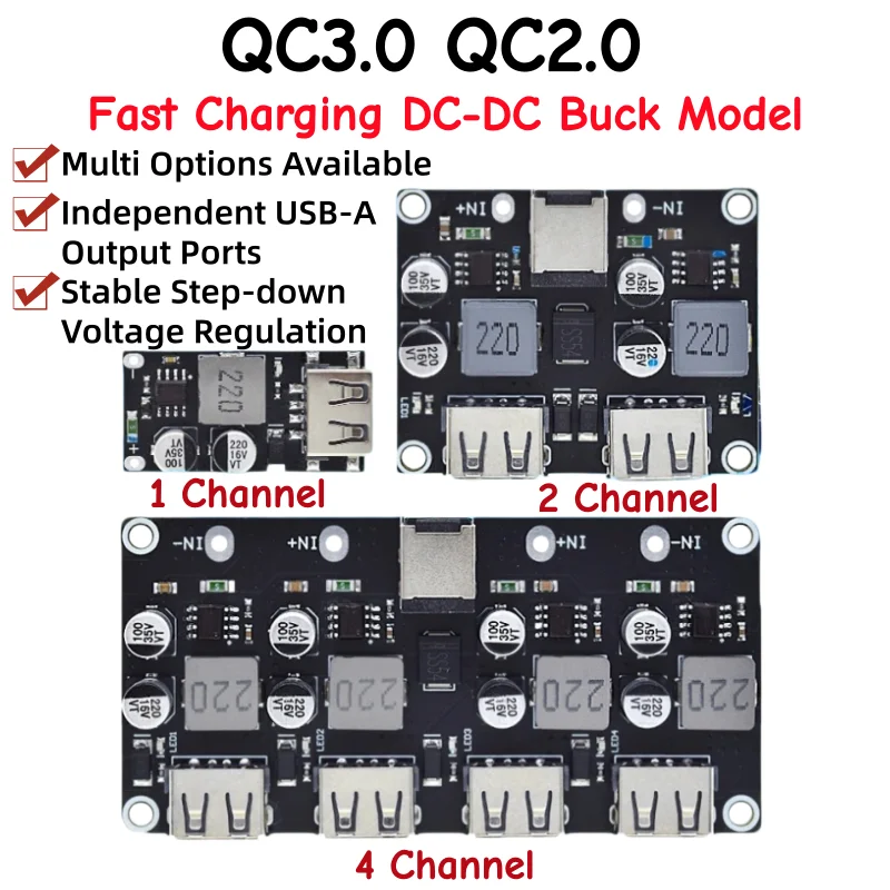USB QC3.0 QC2.0 DC-DC Buck Converter Charging Step Down Module 6-32V 9V 12V 24V to Fast Quick Charger Circuit Board 3V 5V 12V