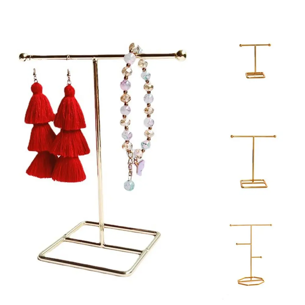 

Trendy Fashion Accessories Jewelry Display Stand Alloy T-Shape Jewelry Organizer Earring Storage Rack Women