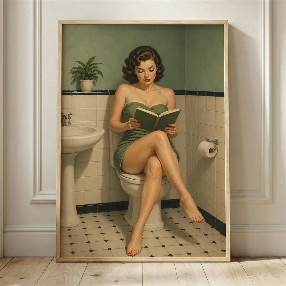 Vintage Bathroom Feminist Wall Art Prints Retro Feminine Girly Bathroom Poster Soak Like a Queen Vintage Bathroom Decor