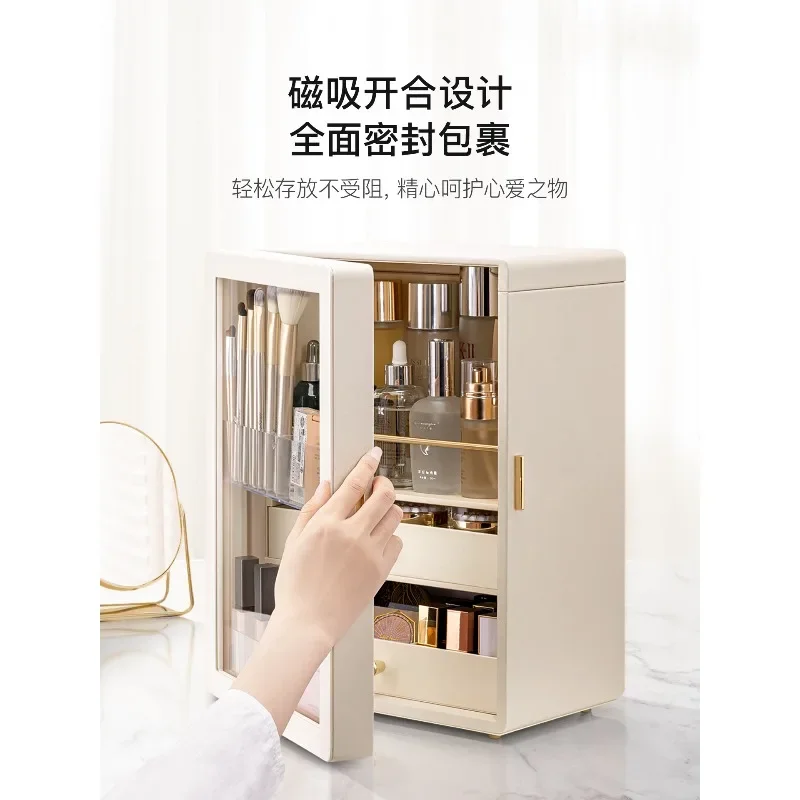Cosmetics storage box, desktop advanced dust-proof large-capacity storage box