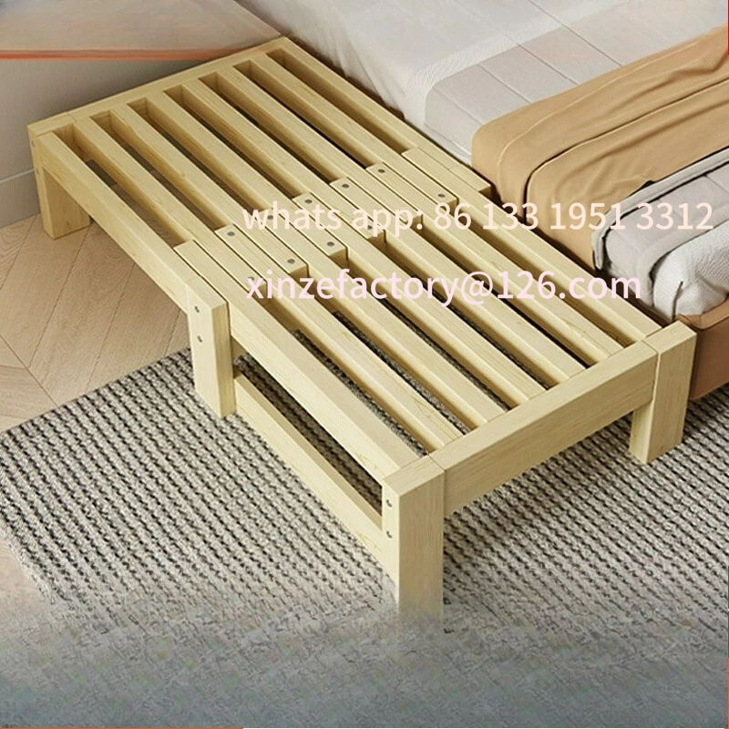 

Customizable solid wood expansion bed pull-out bed small apartment living room tatami single simple push-pull bed dual-purpose f
