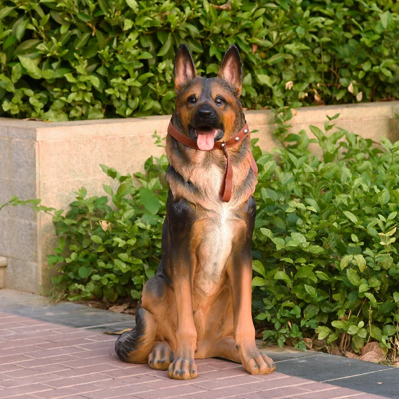 Resin crafts ornaments animal statues outdoor park garden decoration fiberglass life size german shepherd animal sculpture