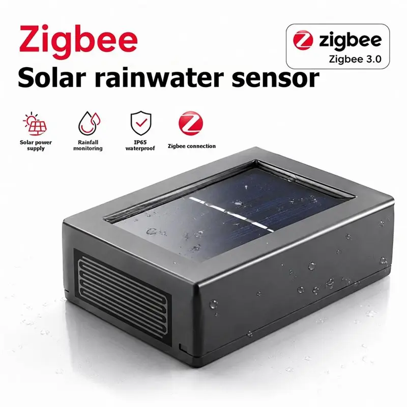 A02F-Tuya Solar Powered Zigbee Rain Sensor Rainfall Reminder Via APP Household Water Leak Detector