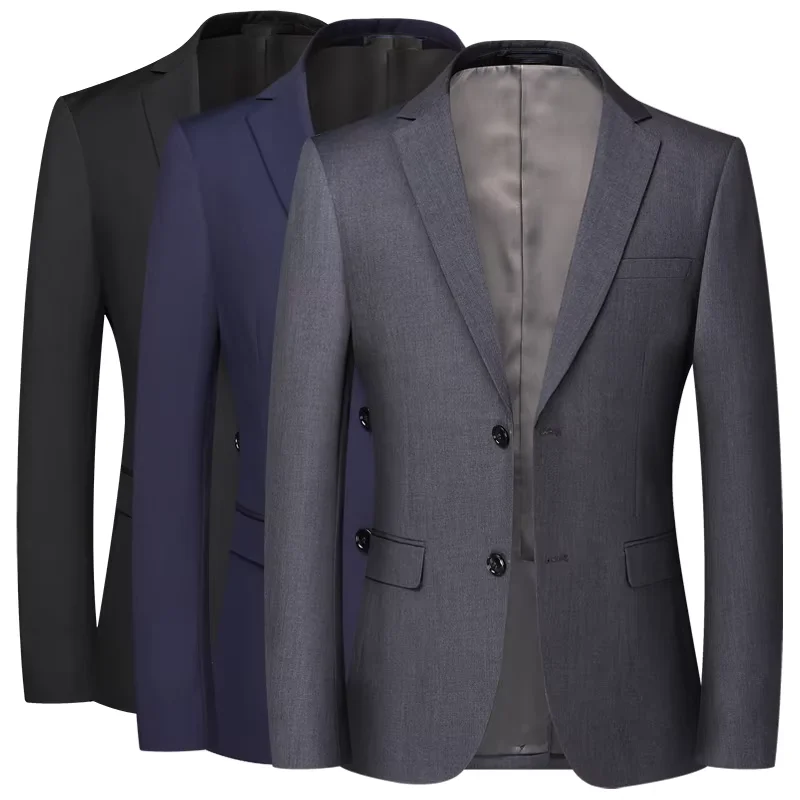 

New Men's Jacket Suit Coat Fashion Slim Fit Formal Business Solid Color British Style Professional Work Groom Wedding Man Blazer