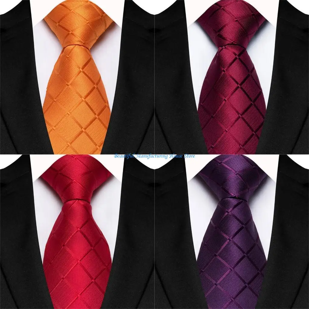 E56A Luxurious Soft Silk Blend Necktie Professional Durability Tie Youth Dress Ties