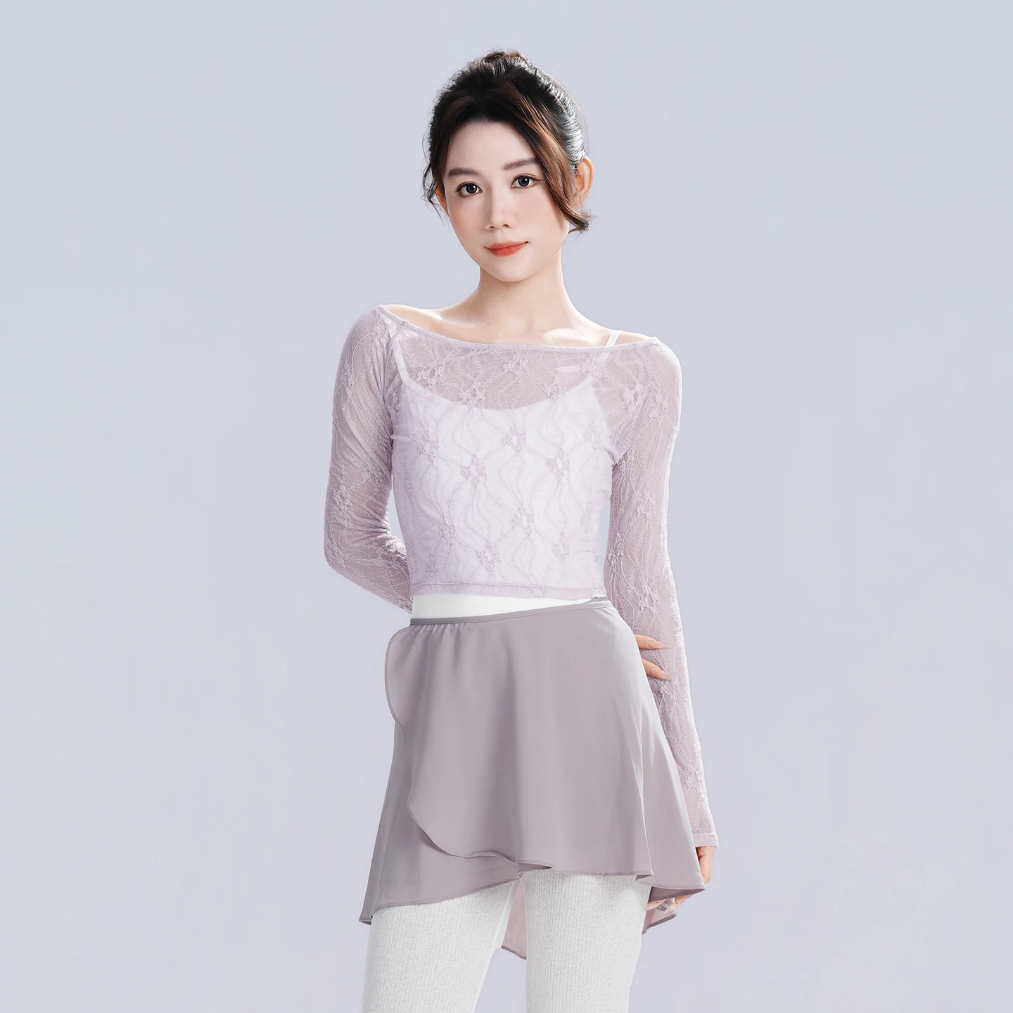 

Женская балетная танцевальная блузка с длинным рукавом и кружевом для тренировок, новинка весенней коллекции
