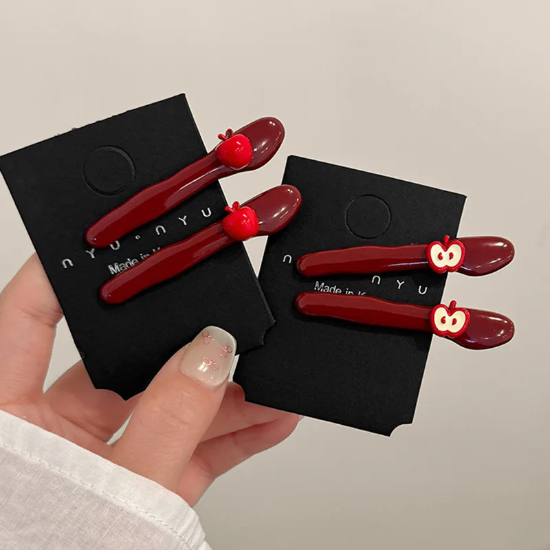 

Red Hairpin, Bangs Clip Women's Forehead, Seamless Broken Hair, Duck One-word Clip, Hairpin, Hair Accessories.