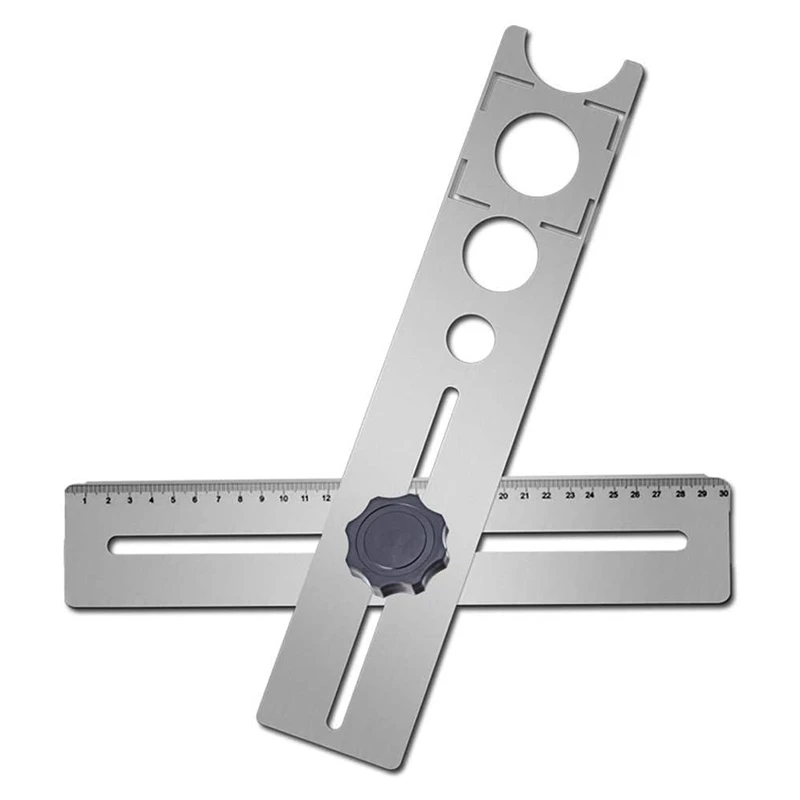 

Multi-Functional Stainless Steel Ceramic Tile Hole Locator Ruler 360 Degree Adjustable Punching Hand Measure Tools