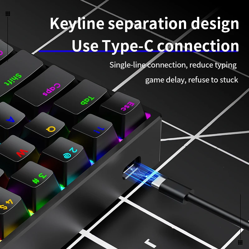 SOREX AK68 Mechanisch toetsenbord ABS Keycap 68 toetsen Bedraad gamertoetsenbord Hot Swap Aangepaste pakking voor pc-laptop