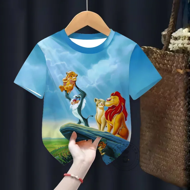 

Футболка с 3D принтом Disney King Lion, летний модный топ с короткими рукавами для мальчиков и девочек, детская повседневная удобная одежда