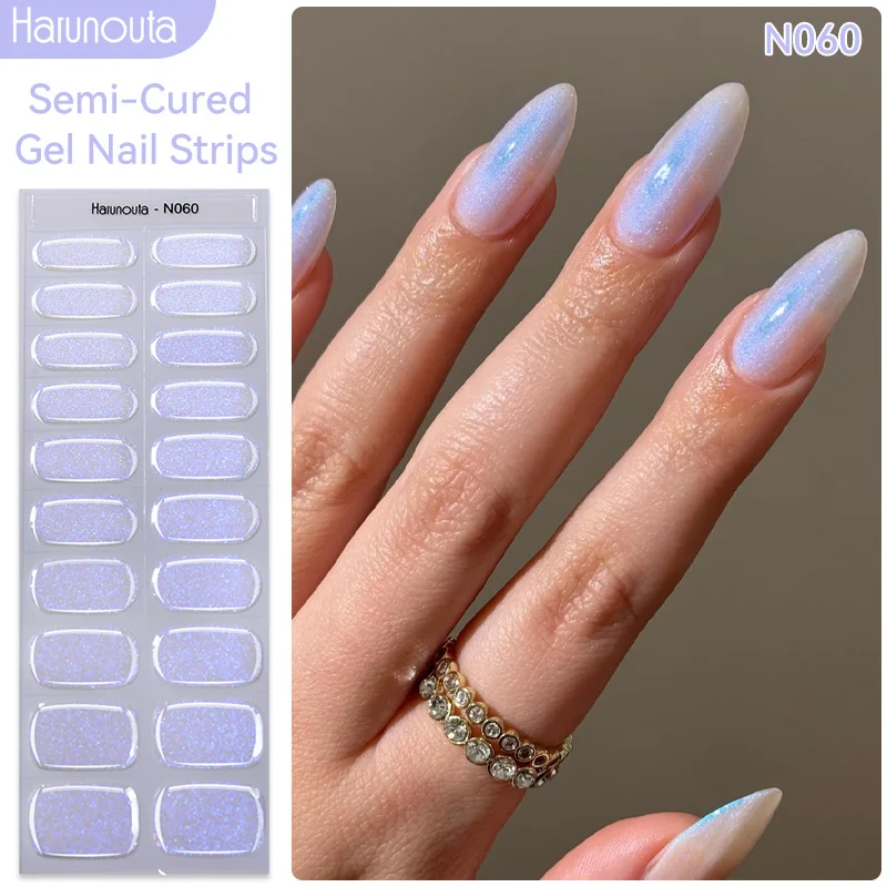 

Harunouta Auroras Semi Cured Gel Nail Strips Waterproof Self Adhesive Nail Sticker Long Lasting Gel Polish Stickers for Nails