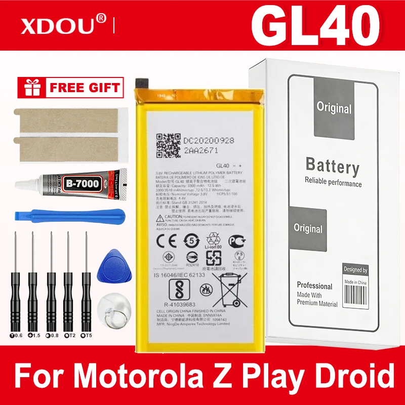 GL40 3510mAh Battery For Motorola Moto Z Play Droid XT1635 XT1635-01 XT1635-02 XT1635-03 Mobile phone+Tools