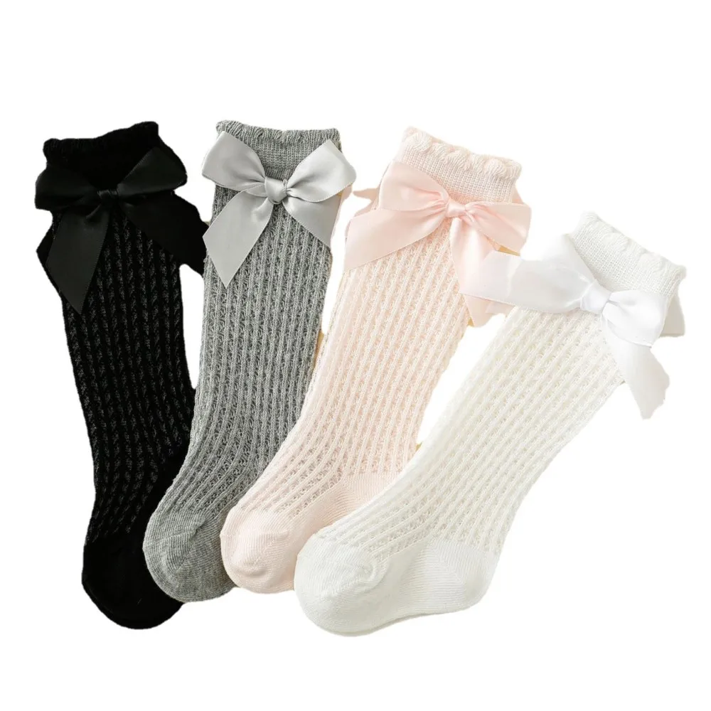 

Summer baby socks mesh breathable cotton socks newborn bowknot knee high socks for tddler new born baby girl clothes