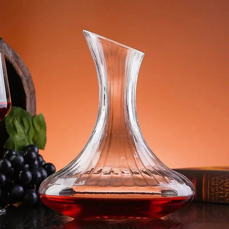 Handmade Crystal Decanter, Bottle Jug, Pourer, Aerator for Family Bar, Red Wine Brandy Champagne Glasses, 1700ml