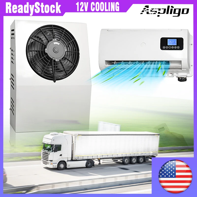 Aspligo 10500BTU 12V 24V Electric Split Parking Air Conditioning Low Noise Fast Cooling Air Conditioner For Truck Camper Van RV