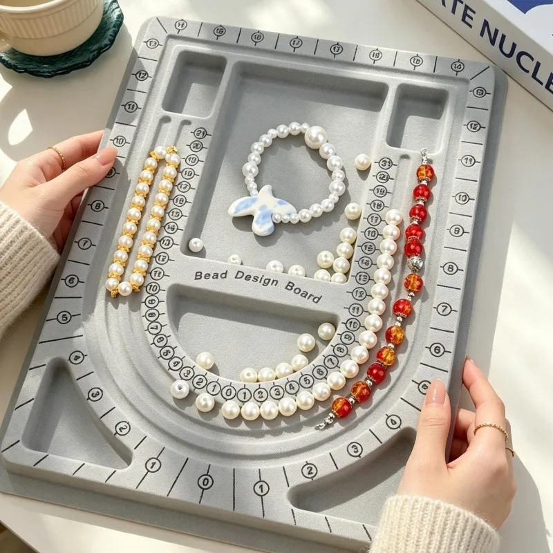 

DIY Bead Beading Jewelry Design Tray Necklace Bracelet Beading Handmake Layout Board Flocked DIY Craft Supplies Organizer Tools