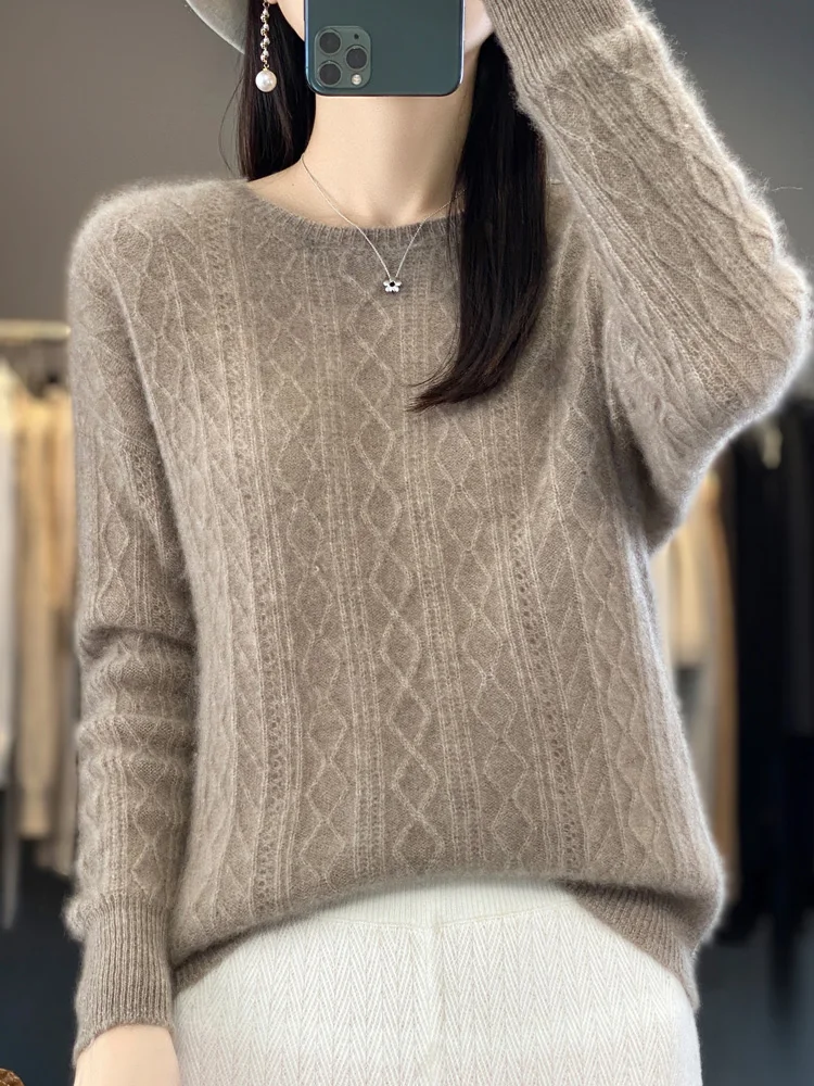 

Women Jerseys Aliselect New Fashion 100% Merino Wool Tops Sweater O-Neck Long Sleeve Spring Winter Clothing Jumper Knitwears