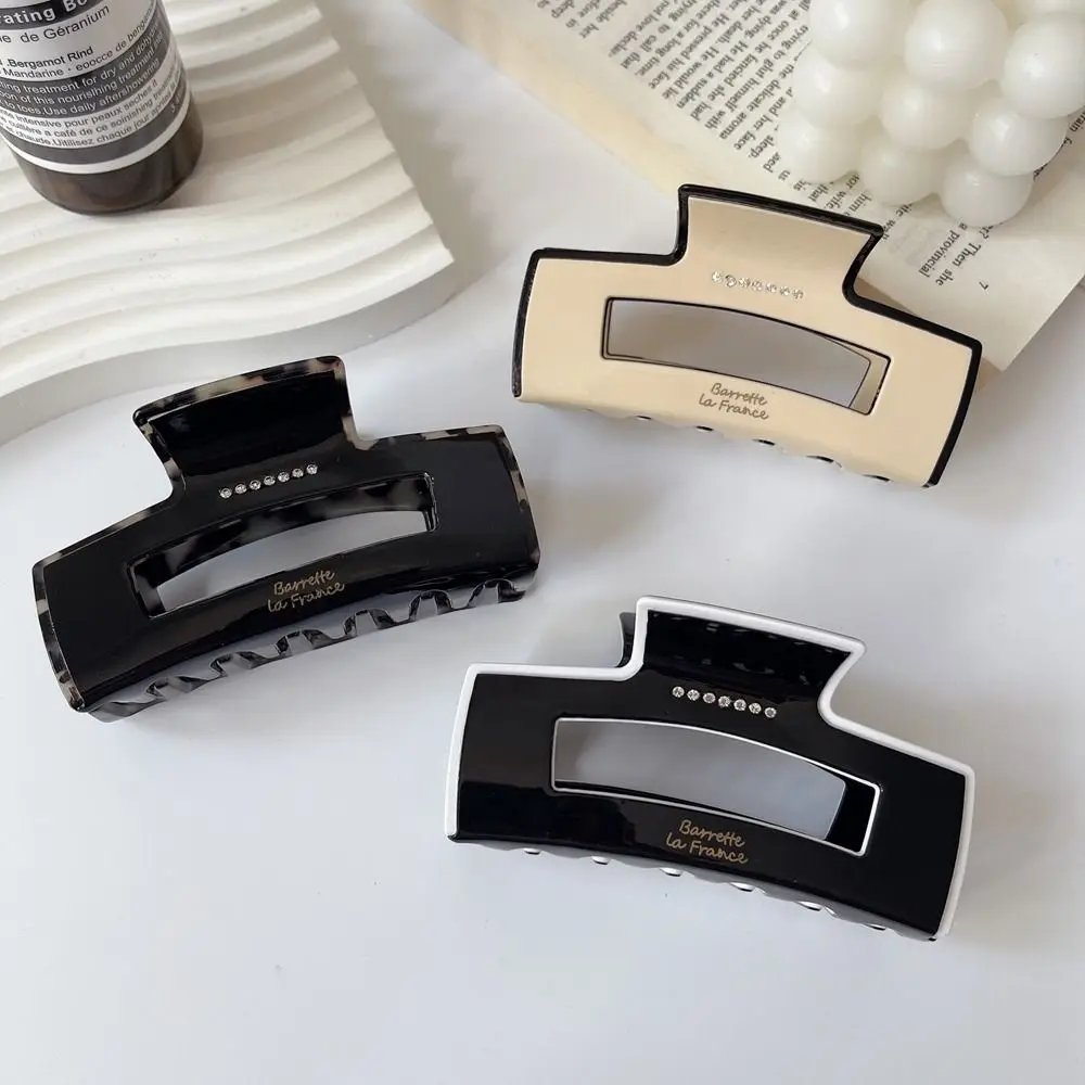 

French Hair Clip Letter Acetic Acid Korean Style Headwear Female Hair Accessories Rectangular Hair Clip Rhinestonel Hair Claw