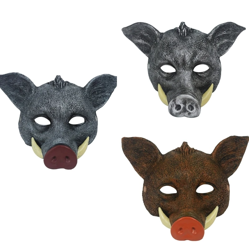 2023 New Halloween Cosplay Wild Boar Mask Masquerade Mask For Cosplay Parties, Animal Wild Boar Mask Halloween Full Face Mask