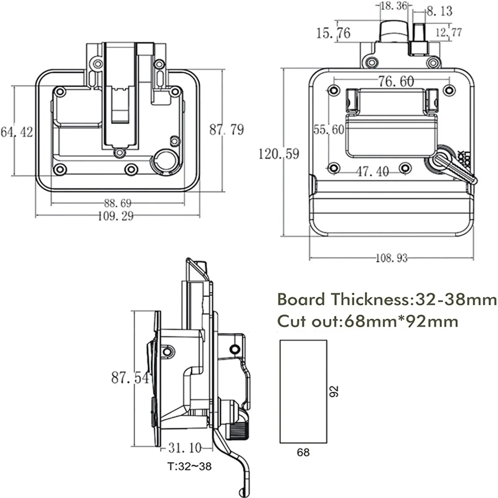 

Metal RV Door Latch Lock Paddle Deadbolt with Two Keys for Caravan Camper Trailer Replacement