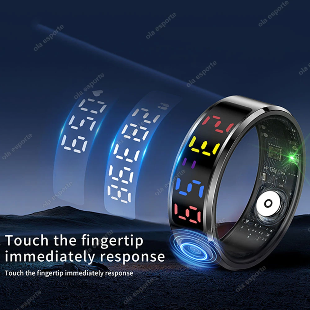 New For Xiaomi Smart Ring  5ATM Waterproof LED Screen Bluetooth Health Monitoring Touch Control Multi-Sport Mode Ring Men Women