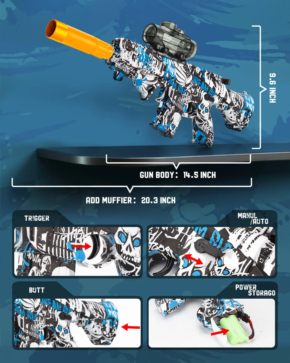 High-speed gelfire Sugárfegyver számára orbeez vel 30000 Gél Gömbölyít majd eyewear