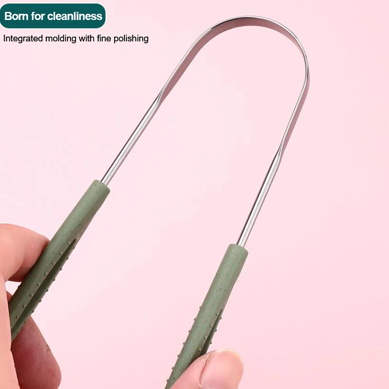 Stainless Steel Tongue Scraper Fresh Breath Cleaning Coated Tongue Toothbrush Oral Hygiene U-shaped Metal Tongue Scraper'