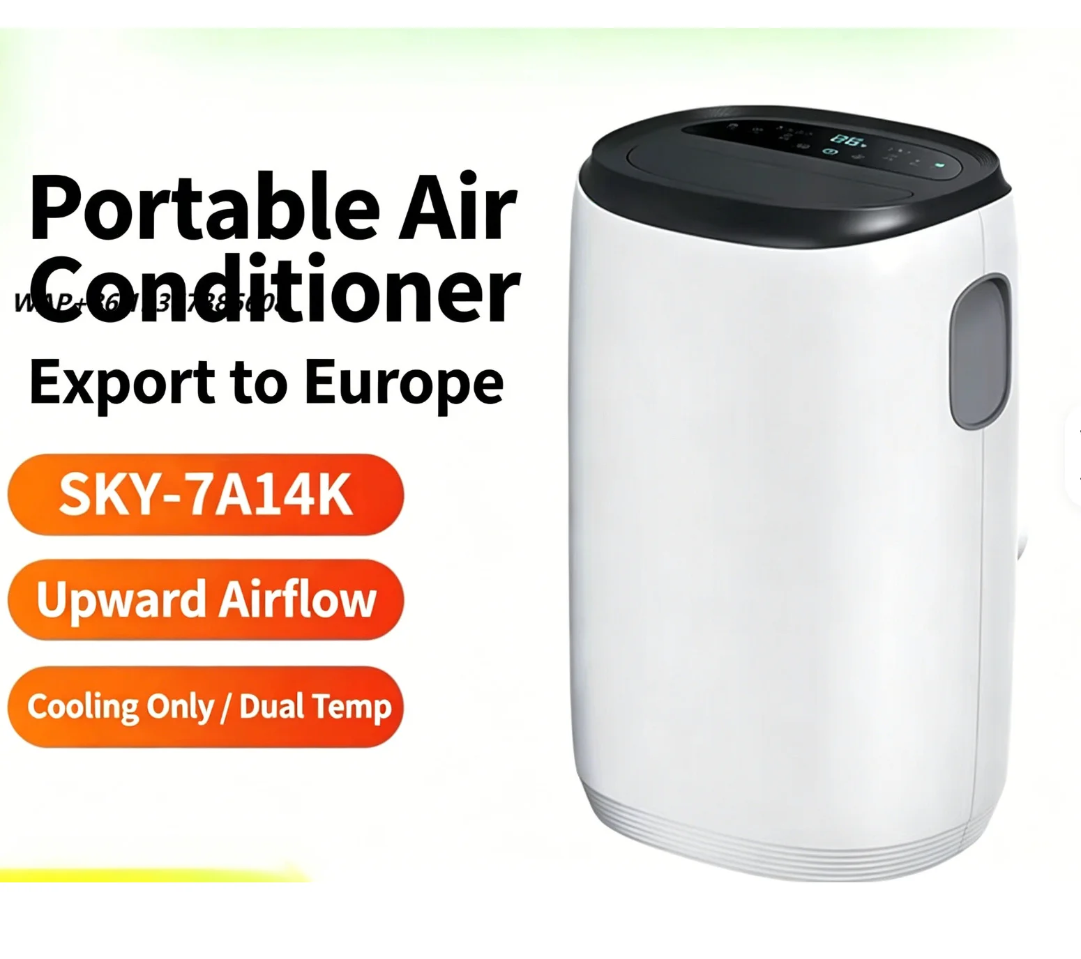 14000 BTU Portable Air Conditioner 2HP Cooling & Heating Dehumidifier 4-in-1 Mobile AC Unit with R410a for European Market