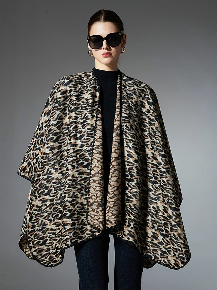 

Autumn Winter Scarf Women Lady Layers Poncho Elegant Luxury Retro Leopard Print Shawl Scarve Capa Para Mujer Fashion Party New