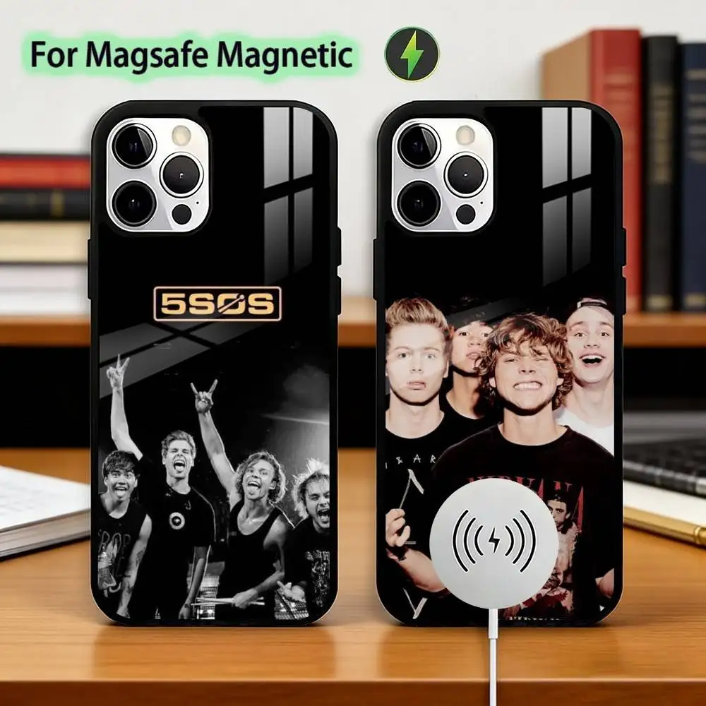 

5 Seconds Of Summers 5SOS Phone Case For iPhone17,16,15,14,13,12,11 Plus,Pro Magnetic with Magsafe Wireless Charging