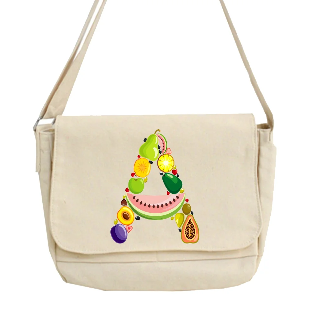 Messenger Bag Retro Trend Multi-function Messenger Bag Student Harajuku College Style Portable One-shoulder Fruit Pattern Bags