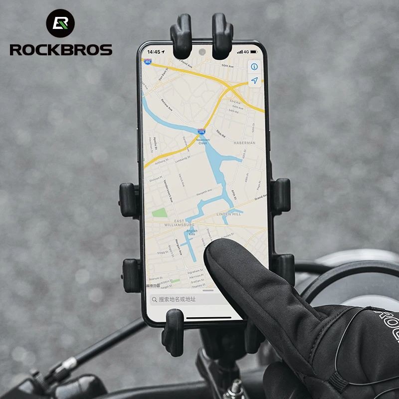 ROCKBROS Warm Bicycle Gloves Outdoor Touch Screen Winter Gloves Windproof Motorcycle Scooter Ski Anti-slip Thermal Bike Glove