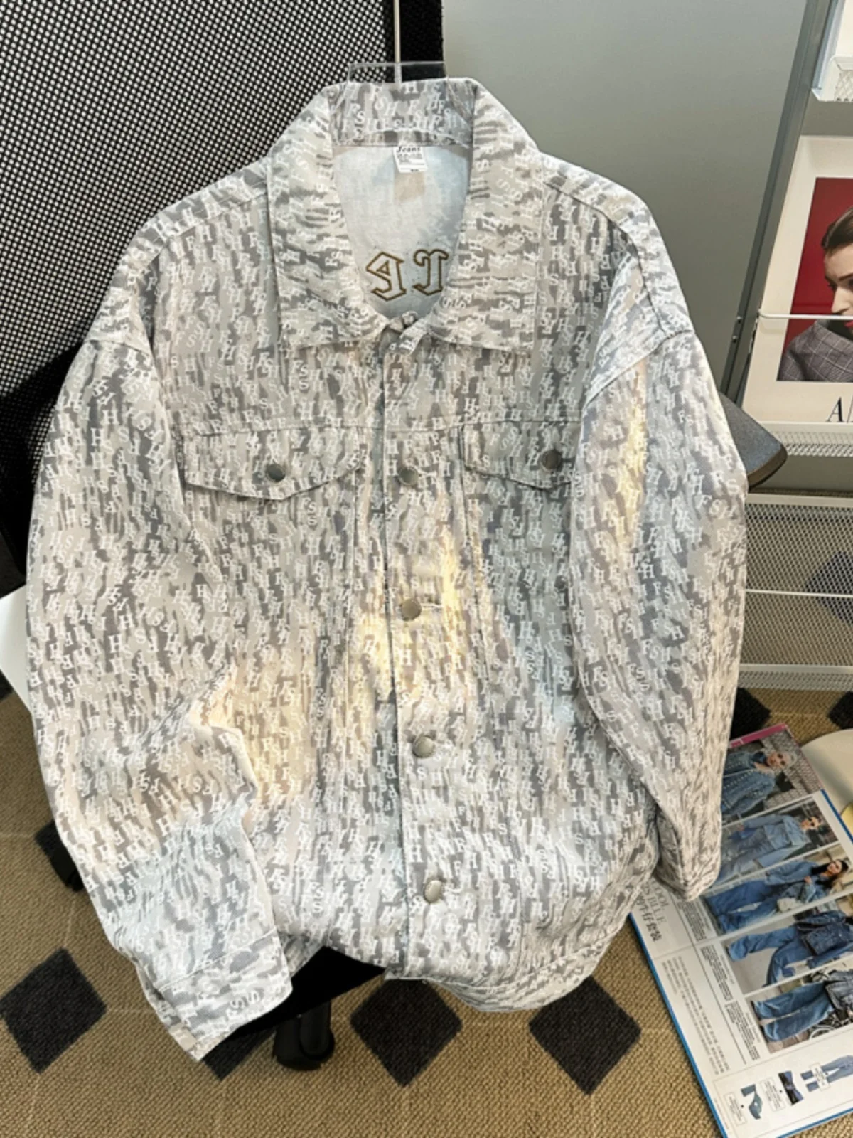 

Повседневное свободное мужское джинсовое платье, весенне-осеннее пальто с вышивкой и вышивкой в американском стиле, пальто для отдыха в стиле хип-хоп со снежинками