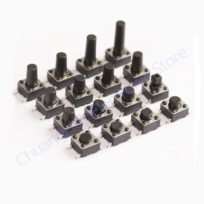 6x6mm Panel PCB Momentary Tactile Tact Mini Push Button Switch SMT 4pin 6x6x4.3/5/6/7.3-12 MM 6*6*4.3MM 5MM 6MM 7MM 8MM - 12MM