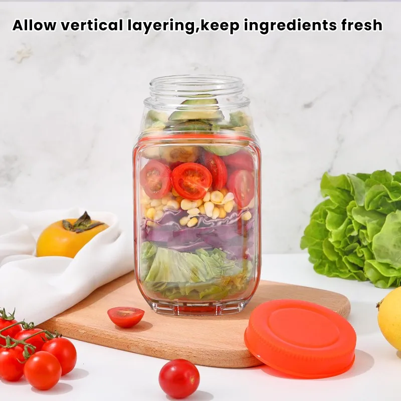 

Salad Storage Jars with Airtight Lids Kitchen Accessories Free Food Containers for Fresh Salad, Fruits, Vegetables & Snacks