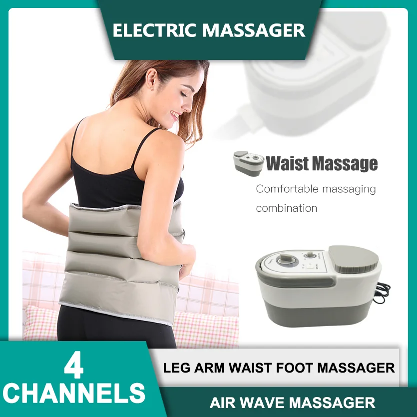 4 Channels Air wave Massager Leg Arm Waist Foot Massager Relieve Fatigue Relax Muscles Body Shape Slim Air Pressure Massage