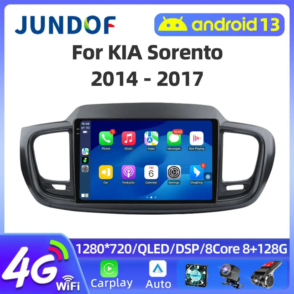 

Android 13 Auto For Kia Sorento 2014 - 2017 Car Radio Stereo Multimedia Player Navigation GPS Carplay QLED Screen WIFI N0 2DIN